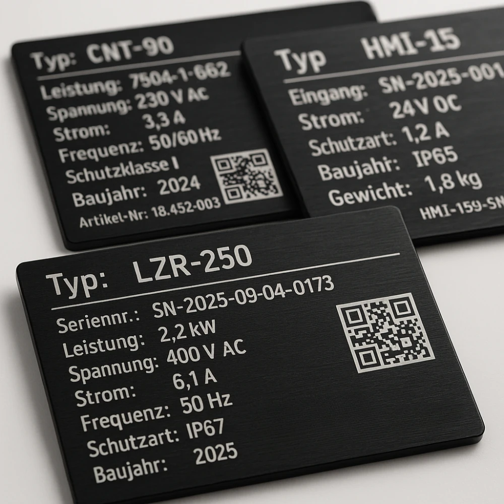 Aluminium Typenschild beschichtet